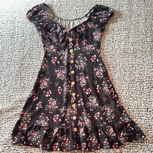 Floral Black Kids Dress